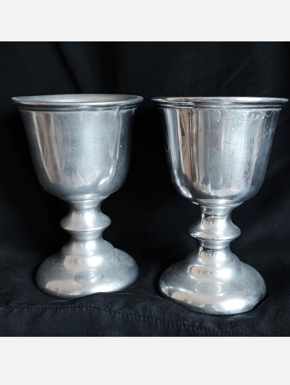 WP Made In USA Pair Of Pewter Goblets Chalice Wedding Toast Toasting Glasses